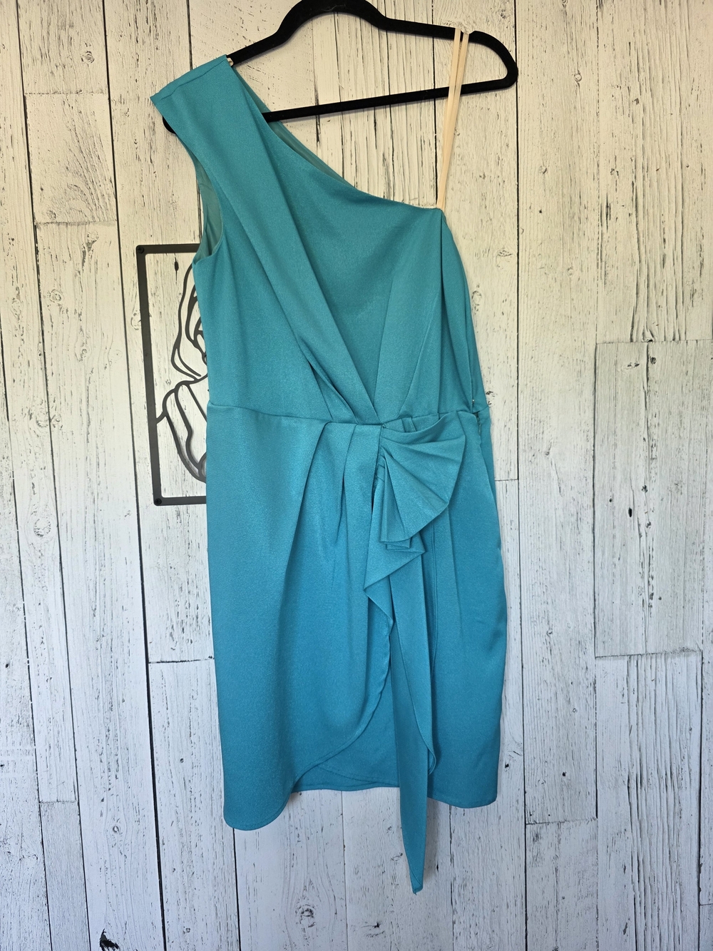 NWT BCBGeneration Teal One-Shoulder Ruffle Dress – Size 12 - Picture 9 of 16